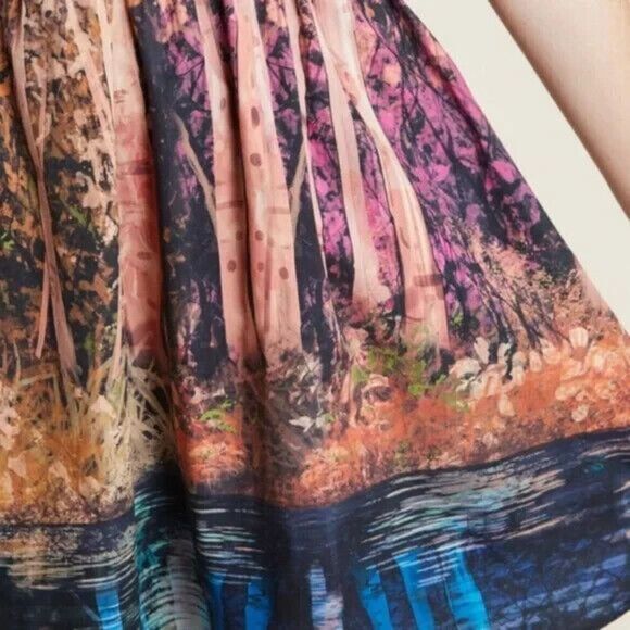 ModCloth Womens Certifiably Sweet Dress Small Sleeveless Pink Trees *No Belt - Picture 12 of 13